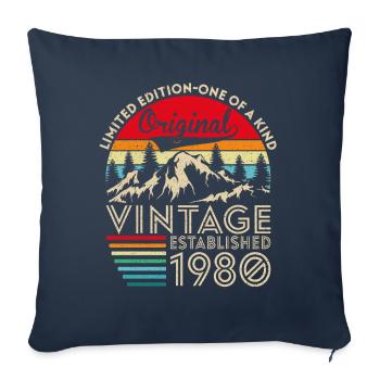 Original vintage established in 1980 anniversary - Sofa pillowcase 17,3'' x 17,3'' (45 x 45 cm) - navy - Front