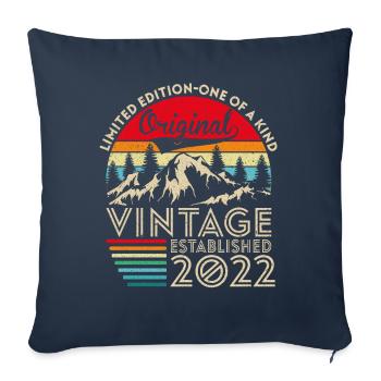 Original vintage established in 2022 anniversary - Sofa pillowcase 17,3'' x 17,3'' (45 x 45 cm) - navy - Front