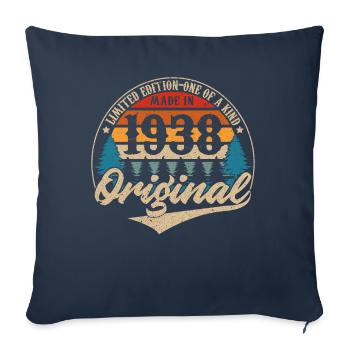 Idée Cadeau D Anniversaire Vintage Original 1938 - Housse de coussin décorative 45 x 45 cm - bleu marine - Devant