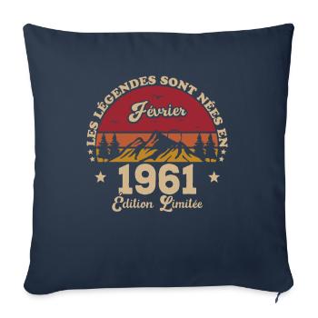 Les Légendes Sont Nées En Février 1961 - Housse de coussin décorative 45 x 45 cm - bleu marine - Devant