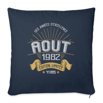 Août 1982 41 Ans Anniversaire Vintage Cadeau - Housse de coussin décorative 45 x 45 cm - bleu marine - Devant