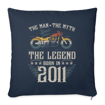 L'homme Le Mythe La Légende Né En 2011 Cadeau - Housse de coussin décorative 45 x 45 cm - bleu marine - Devant