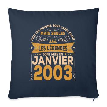 Les Légendes Sont Nées En Janvier 2003 - Housse de coussin décorative 45 x 45 cm - bleu marine - Devant