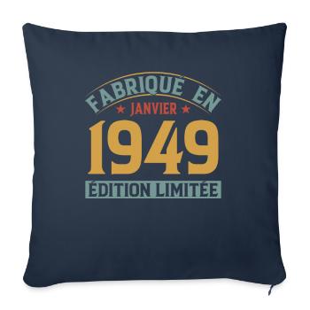 Fabriqué En Janvier 1949 Édition Limitée - Housse de coussin décorative 45 x 45 cm - bleu marine - Devant