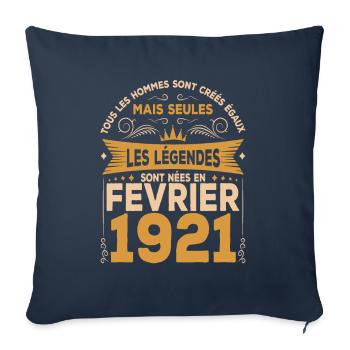 Les Légendes Sont Nées En Février 1921 - Housse de coussin décorative 45 x 45 cm - bleu marine - Devant