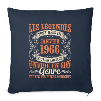 Les Légendes Sont Nées En Janvier 1966 Cadeau - Housse de coussin décorative 45 x 45 cm - bleu marine - Devant