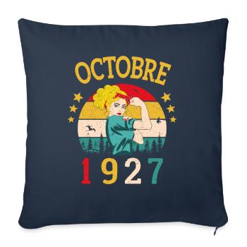 Octobre 1927 Anniversaire Vintage Idée Cadeau - Housse de coussin décorative 45 x 45 cm - bleu marine - Devant