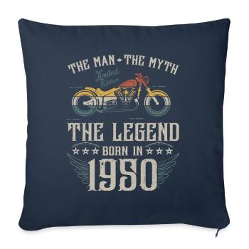 L'homme Le Mythe La Légende Né En 1950 Cadeau - Housse de coussin décorative 45 x 45 cm - bleu marine - Devant
