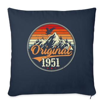 Cadeaux d'anniversaire Vintage 1951 - Housse de coussin décorative 45 x 45 cm - bleu marine - Devant