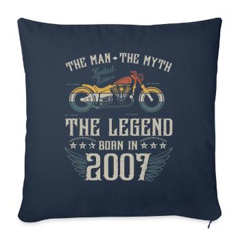 L'homme Le Mythe La Légende Né En 2007 Cadeau - Housse de coussin décorative 45 x 45 cm - bleu marine - Devant