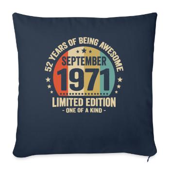 September 1971 52 Years Anniversary Vintage Gift - Sofa pillowcase 17,3'' x 17,3'' (45 x 45 cm) - navy - Front