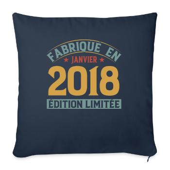 Fabriqué En Janvier 2018 Édition Limitée - Housse de coussin décorative 45 x 45 cm - bleu marine - Devant