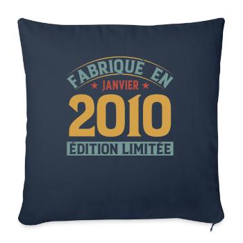 Fabriqué En Janvier 2010 Édition Limitée - Housse de coussin décorative 45 x 45 cm - bleu marine - Devant