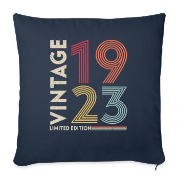 Original 1923 Vintage Vintage Anniversaire Rétro - Housse de coussin décorative 45 x 45 cm - bleu marine - Devant