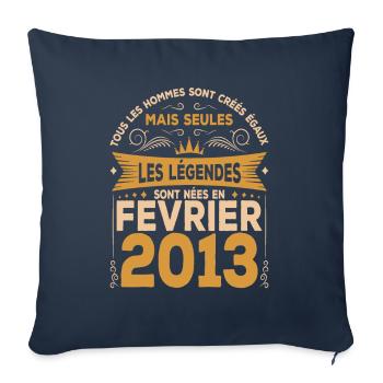 Les Légendes Sont Nées En Février 2013 - Housse de coussin décorative 45 x 45 cm - bleu marine - Devant