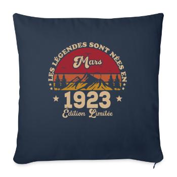 Les Légendes Sont Nées En Mars 1923 - Housse de coussin décorative 45 x 45 cm - bleu marine - Devant