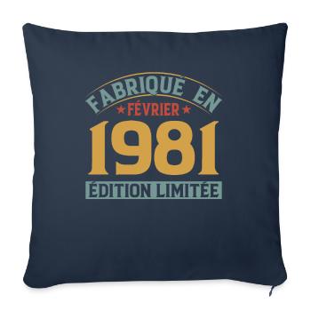 Fabriqué En Février 1981 Édition Limitée - Housse de coussin décorative 45 x 45 cm - bleu marine - Devant