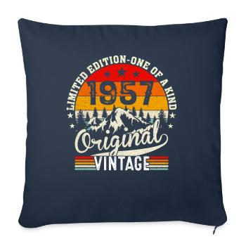Cadeau D'anniversaire Rétro 1957 - Housse de coussin décorative 45 x 45 cm - bleu marine - Devant