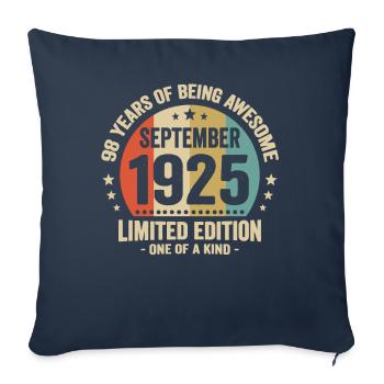 September 1925 98 Years Anniversary Vintage Gift - Sofa pillowcase 17,3'' x 17,3'' (45 x 45 cm) - navy - Front