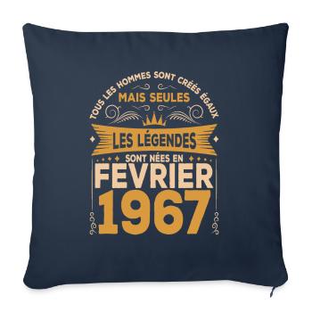 Les Légendes Sont Nées En Février 1967 - Housse de coussin décorative 45 x 45 cm - bleu marine - Devant