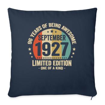 September 1927 26 Years Anniversary Vintage Gift - Sofa pillowcase 17,3'' x 17,3'' (45 x 45 cm) - navy - Front