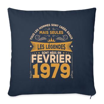 Les Légendes Sont Nées En Février 1979 - Housse de coussin décorative 45 x 45 cm - bleu marine - Devant