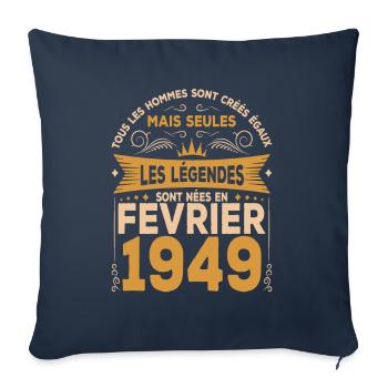 Les Légendes Sont Nées En Février 1949 - Housse de coussin décorative 45 x 45 cm - bleu marine - Devant