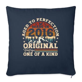 Geboren 2016 Vintage Geburtstag Retro Geschenk - Housse de coussin décorative 45 x 45 cm - bleu marine - Devant