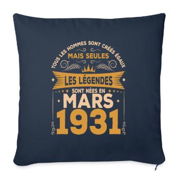 Les Légendes Sont Nées En Mars 1931 - Housse de coussin décorative 45 x 45 cm - bleu marine - Devant