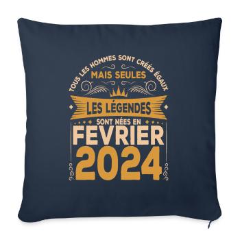 Les Légendes Sont Nées En Février 2024 - Housse de coussin décorative 45 x 45 cm - bleu marine - Devant
