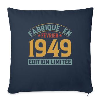 Fabriqué En Février 1949 Édition Limitée - Housse de coussin décorative 45 x 45 cm - bleu marine - Devant