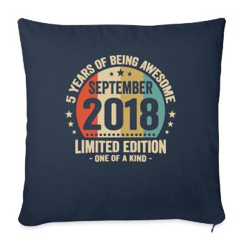 September 2018 5 Years Anniversary Vintage Gift - Sofa pillowcase 17,3'' x 17,3'' (45 x 45 cm) - navy - Front