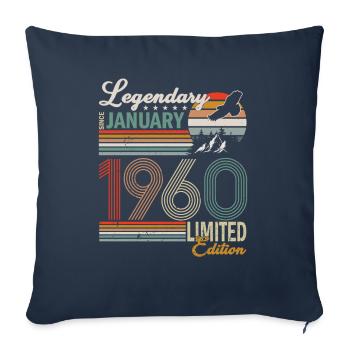 Birthday present January 1960. January 1960. - Sofa pillowcase 17,3'' x 17,3'' (45 x 45 cm) - navy - Front