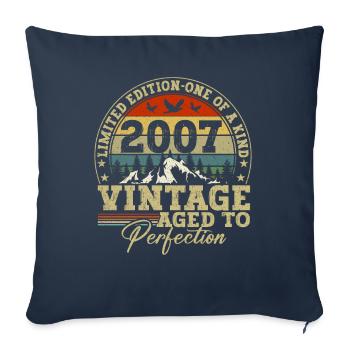 Je suis né en 2007 - Housse de coussin décorative 45 x 45 cm - bleu marine - Devant