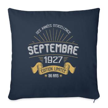 MILLÉSIME SEPTEMBRE 1927 ÉDITION LIMITÉE - Housse de coussin décorative 45 x 45 cm - bleu marine - Devant