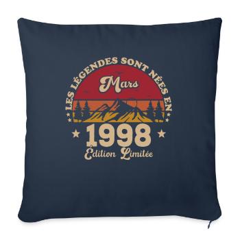 March 1998 anniversary 1998 Retro 1998 March - Sofa pillowcase 17,3'' x 17,3'' (45 x 45 cm) - navy - Front