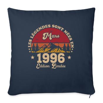 Les légendes sont nées en Mars 1996 Vintage - Housse de coussin décorative 45 x 45 cm - bleu marine - Devant