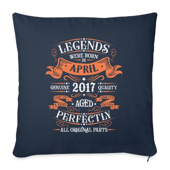 2017 Avril 2017 anniversaire Avril 2017 Avril - Housse de coussin décorative 45 x 45 cm - bleu marine - Devant