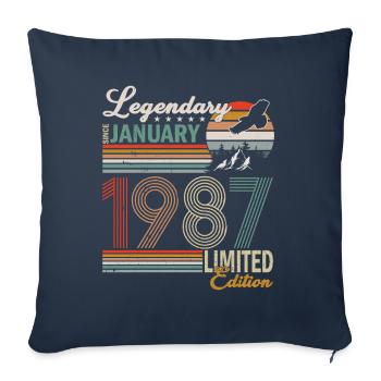 Janvier 1987 né - Housse de coussin décorative 45 x 45 cm - bleu marine - Devant