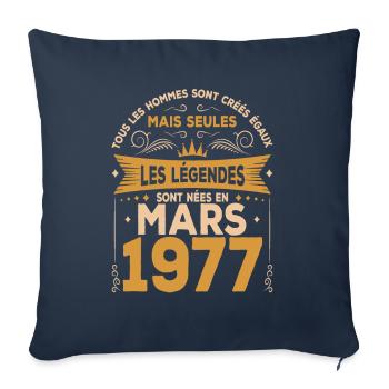 Mars 1977 anniversaire 1977 né en mars 1977 - Housse de coussin décorative 45 x 45 cm - bleu marine - Devant