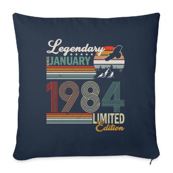 Janvier 1984. Cadeau d’anniversaire Janvier 1984. - Housse de coussin décorative 45 x 45 cm - bleu marine - Devant