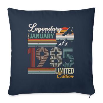 1985 Janvier Mûri à la perfection - Housse de coussin décorative 45 x 45 cm - bleu marine - Devant