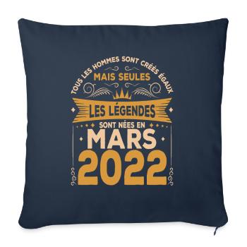 Mars 2022 anniversaire Mars 2022 Mars - Housse de coussin décorative 45 x 45 cm - bleu marine - Devant