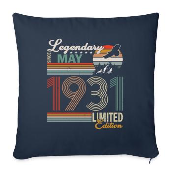 Sloth Birthday Mai 1931 Né en 1931 - Housse de coussin décorative 45 x 45 cm - bleu marine - Devant