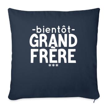 Bientôt Grand Frère - Housse de coussin décorative 45 x 45 cm - bleu marine - Devant