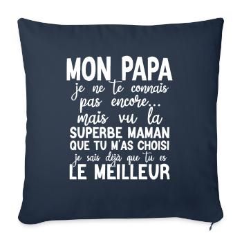 Annonce grossesse Cadeau Futur Papa Future Maman - Housse de coussin décorative 45 x 45 cm - bleu marine - Devant