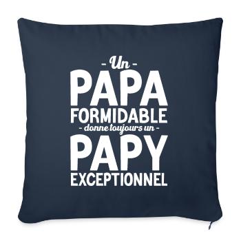 Un papa formidable - Papy exceptionnel cadeau - Housse de coussin décorative 45 x 45 cm - bleu marine - Devant