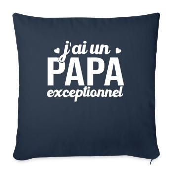 T-shirt Fête des Pères - Un Papa Exceptionnel - Housse de coussin décorative 45 x 45 cm - bleu marine - Devant