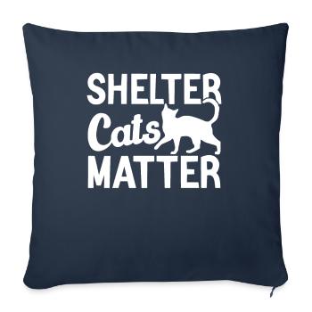 "Cat Lover" Pour Soutenir Les Chats Des Refuges - Housse de coussin décorative 45 x 45 cm - bleu marine - Devant