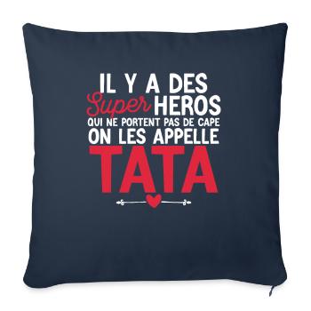Héros Sans Cape : Les Tatas - Housse de coussin décorative 45 x 45 cm - bleu marine - Devant